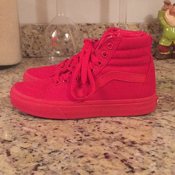 all red hi top vans